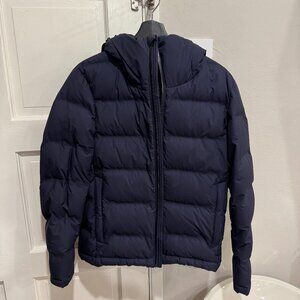 Uniqlo Mens Down Parka Hooded Puffer Jacket Size XS Navy